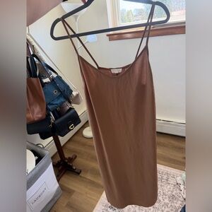 See You Monday Caramel Slip Dress Medium Spaghetti Strap